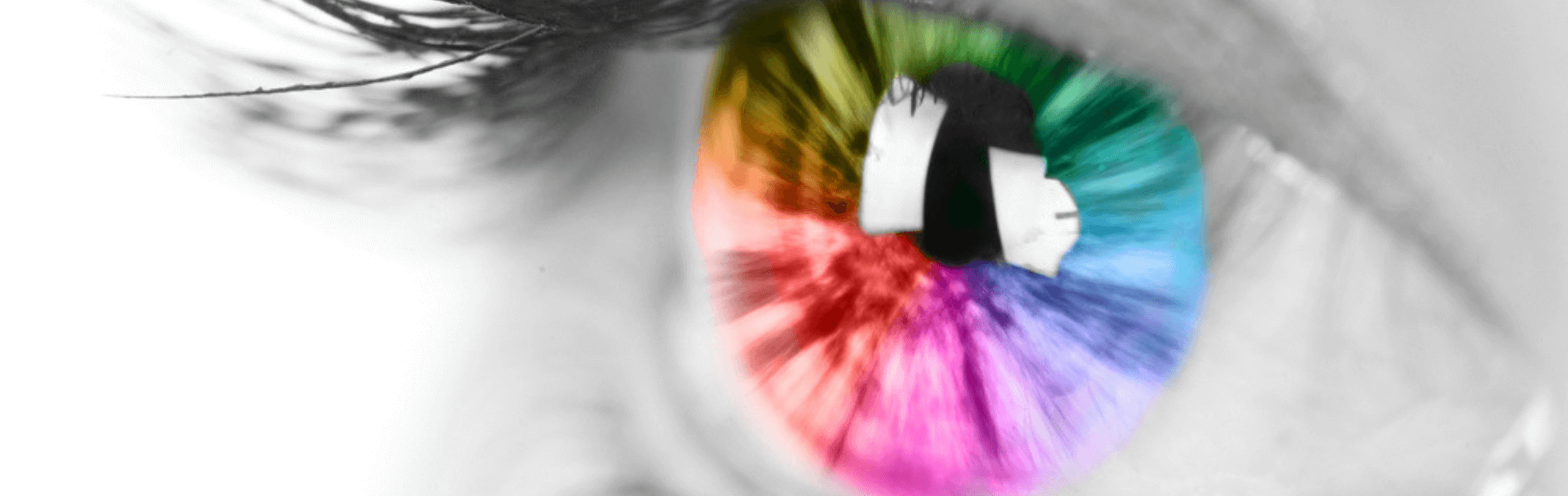 Seeing-different-colours Eye with a colored iris